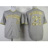 Pittsburgh Pirates #21 Roberto Clemente Gray With Camo Jersey