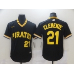 Men Pittsburgh Pirates 21 Clemente Black Game Nike MLB Jerseys