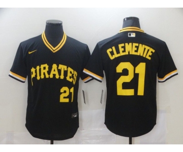 Men Pittsburgh Pirates 21 Clemente Black Game Nike MLB Jerseys