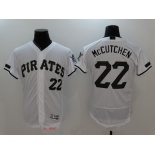 Men's Pittsburgh Pirates #22 Andrew McCutchen White with Green Memorial Day Stitched MLB Majestic Flex Base Jersey