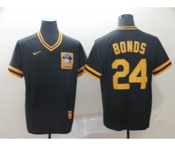 Men's Pittsburgh Pirates 24 Barry Bonds Black Throwback Jersey