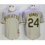 Men's Pittsburgh Pirates #24 Barry Bonds Gray Pullover Stitched MLB Majestic Cooperstown Collection Jersey
