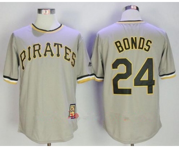 Men's Pittsburgh Pirates #24 Barry Bonds Gray Pullover Stitched MLB Majestic Cooperstown Collection Jersey