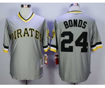 Men's Pittsburgh Pirates #24 Barry Bonds Grey Throwback Jersey