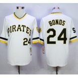 Men's Pittsburgh Pirates #24 Barry Bonds White Pullover Throwback Stitched MLB Jersey By Mitchell & Ness