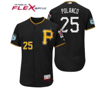 Men's Pittsburgh Pirates #25 Gregory Polanco Black 2017 Spring Training Stitched MLB Majestic Flex Base Jersey