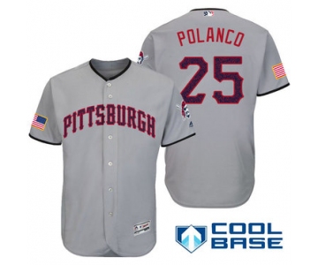 Men's Pittsburgh Pirates #25 Gregory Polanco Gray Stars & Stripes Fashion Independence Day Stitched MLB Majestic Cool Base Jersey