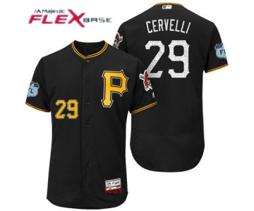 Men's Pittsburgh Pirates #29 Francisco Cervelli Black 2017 Spring Training Stitched MLB Majestic Flex Base Jersey