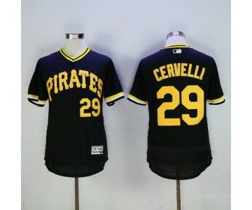 Men's Pittsburgh Pirates #29 Francisco Cervelli Black Pullover 2016 Flexbase Majestic Baseball Jersey