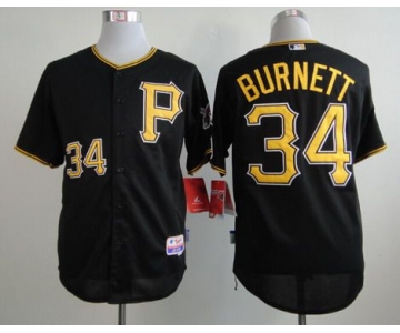 Men's Pittsburgh Pirates #34 A. J. Burnett Black Jersey
