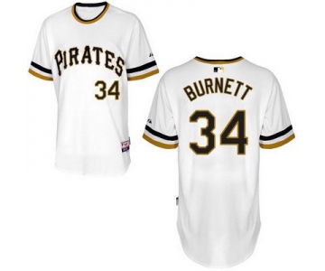 Men's Pittsburgh Pirates #34 A. J. Burnett White Pullover Jersey