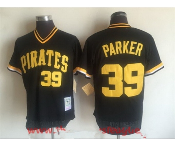 Men's Pittsburgh Pirates #39 Dave Parker Black Mesh Batting Practice Throwback Jersey By Mitchell & Ness