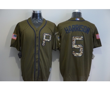 Men's Pittsburgh Pirates #5 Josh Harrison Green Salute to Service Majestic Baseball Jersey