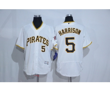 Men's Pittsburgh Pirates #5 Josh Harrison White Home 2016 Flex Base Majestic Stitched MLB Jersey
