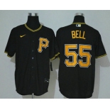 Men's Pittsburgh Pirates #55 Josh Bell Black Stitched MLB Cool Base Nike Jersey