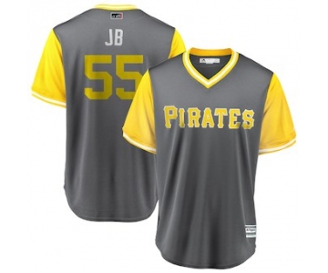 Men's Pittsburgh Pirates 55 Josh Bell JB Majestic Gray 2018 Players' Weekend Cool Base Jersey