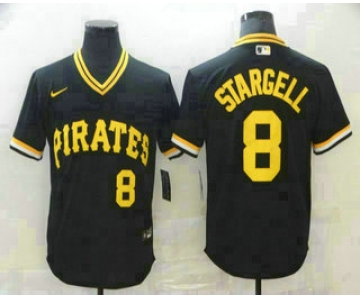 Men's Pittsburgh Pirates #8 Willie Stargell Black Mesh Batting Practice Throwback Nike Jersey
