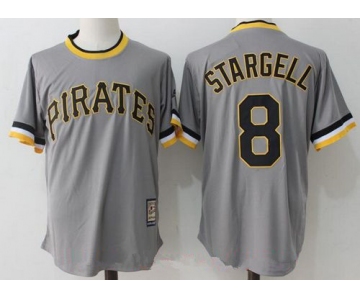 Men's Pittsburgh Pirates #8 Willie Stargell Retired Gray Pullover Stitched MLB Majestic Cooperstown Collection Jersey