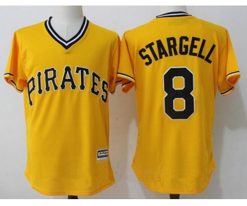 Men's Pittsburgh Pirates #8 Willie Stargell Retired Yellow Stitched MLB Majestic Cool Base Jersey