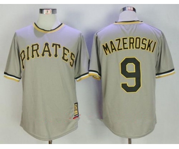 Men's Pittsburgh Pirates #9 Bill Mazeroski Gray Pullover Stitched MLB Majestic Cooperstown Collection Jersey