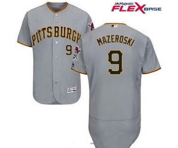 Men's Pittsburgh Pirates #9 Bill Mazeroski Gray Road Stitched MLB Majestic Flex Base Jersey_