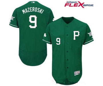 Men's Pittsburgh Pirates #9 Bill Mazeroski Green St. Patrick's Day Stitched MLB 2016 Majestic Flex Base Jersey