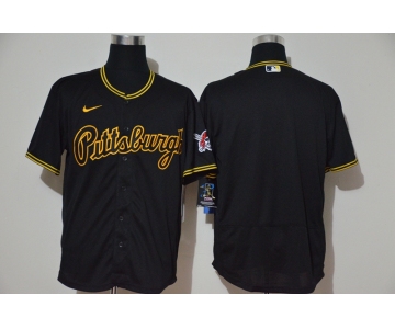 Men's Pittsburgh Pirates Blank Black Pullover Throwback Stitched MLB Flex Base Nike Jersey