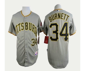 Pittsburgh Pirates #34 A. J. Burnett Grey Jersey
