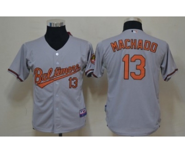Baltimore Orioles #13 Manny Machado Gray Kids Jersey