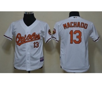 Baltimore Orioles #13 Manny Machado White Kids Jersey
