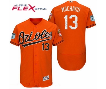 Men's Baltimore Orioles #13 Manny Machado Orange 2017 Spring Training Stitched MLB Majestic Flex Base Jersey