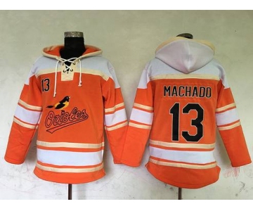 Men's Baltimore Orioles #13 Manny Machado Orange Baseball MLB Hoodie