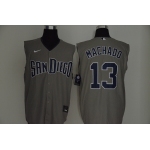 Men's San Diego Padres #13 Manny Machado Gray 2020 Cool and Refreshing Sleeveless Fan Stitched MLB Nike Jersey