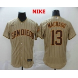 Men's San Diego Padres #13 Manny Machado Gray Pinstripe Stitched MLB Flex Base Nike Jersey
