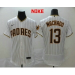 Men's San Diego Padres #13 Manny Machado White Pinstripe Stitched MLB Flex Base Nike Jersey