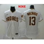 Men's San Diego Padres #13 Manny Machado White Pinstripe Stitched MLB Flex Base Nike Jersey