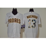 Men's San Diego Padres #13 Manny Machado White Unforgettable Moment Stitched Fashion MLB Cool Base Nike Jersey