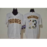 Men's San Diego Padres #13 Manny Machado White Unforgettable Moment Stitched Fashion MLB Cool Base Nike Jersey