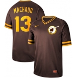 Padres #13 Manny Machado Brown Authentic Cooperstown Collection Stitched Baseball Jersey