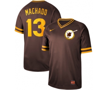 Padres #13 Manny Machado Brown Authentic Cooperstown Collection Stitched Baseball Jersey