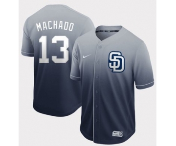 Padres #13 Manny Machado Navy Fade Authentic Stitched Baseball Jersey