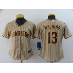 Women's San Diego Padres #13 Manny Machado Gray Stitched MLB Cool Base Nike Jersey