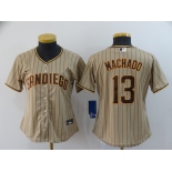 Women's San Diego Padres #13 Manny Machado Gray Stitched MLB Cool Base Nike Jersey
