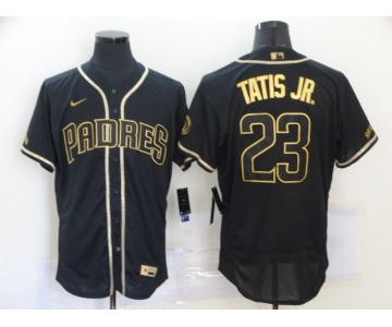 Men's San Diego Padres #23 Fernando Tatis Jr. Black With Gold Stitched MLB Flex Base Nike Jersey