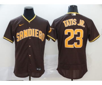 Men's San Diego Padres #23 Fernando Tatis Jr. Brown Pinstripe Stitched MLB Flex Base Nike Jersey
