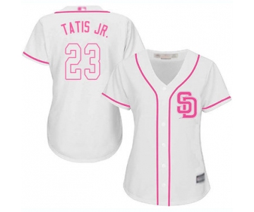 San Diego Padres #23 Fernando Tatis Jr. White Pink Fashion Women's Stitched Baseball Jersey