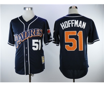 Men's San Diego Padres #51 Trevor Hoffman Navy Blue Throwback Stitched MLB Jersey