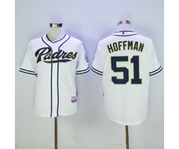 Men's San Diego Padres #51 Trevor Hoffman Retired Old White Stitched MLB Majestic Cool Base Jersey
