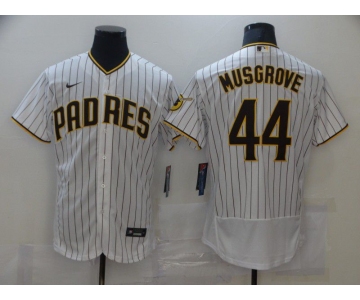 Men San Diego Padres 44 Musgrove White stripe Elite 2021 Nike MLB Jersey