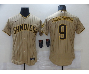 Men San Diego Padres 9 Cronenworth brown stripe Elite 2021 Nike MLB Jersey